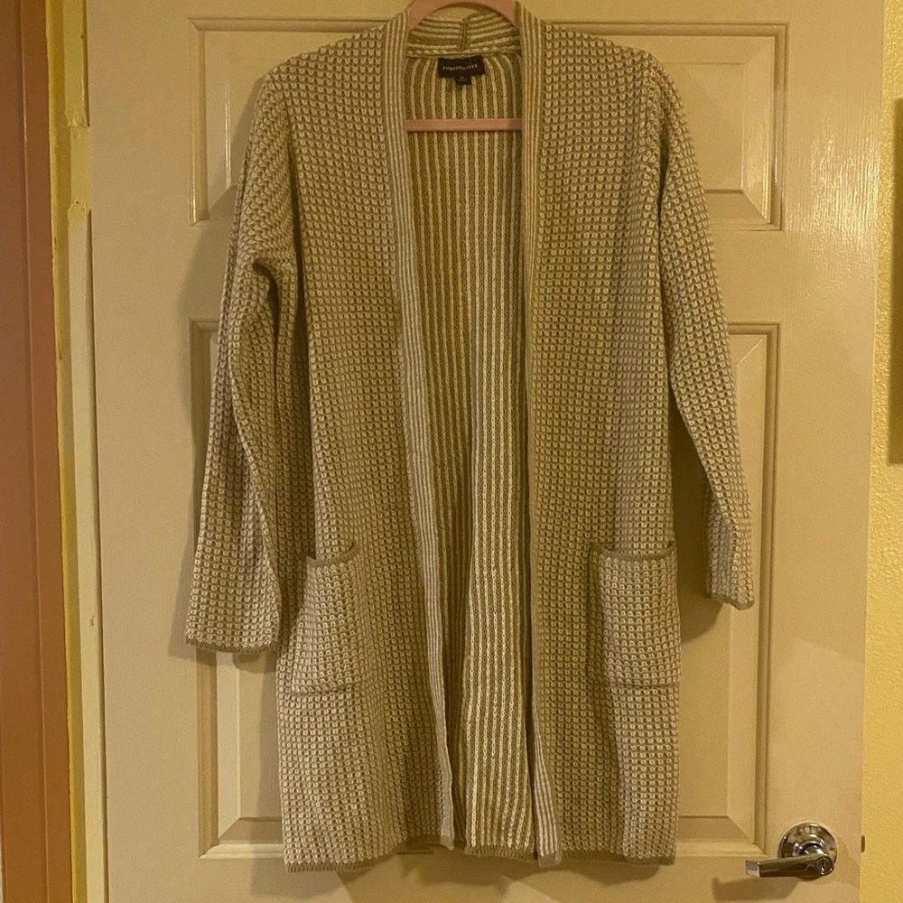 NWOT Fortune+Ivy Women's Beige Open-Front Sweater, Size M